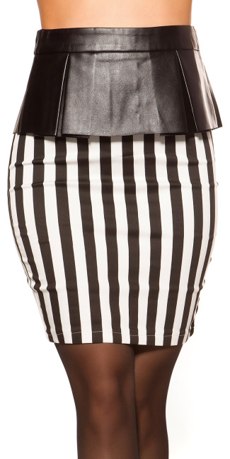 pencilskirt with peplum, stripped Blackwhite